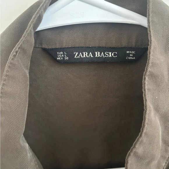 Utility Chore Jacket Zara Military Olive Green Field Style Workwear Lightweight - Picture 5 of 8